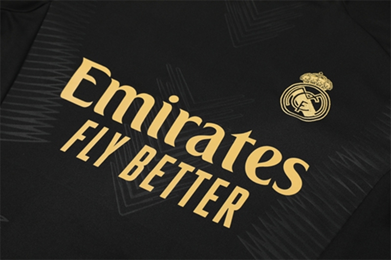2024-25 Real Madrid Black and Gold Long Sleeve Training Suit