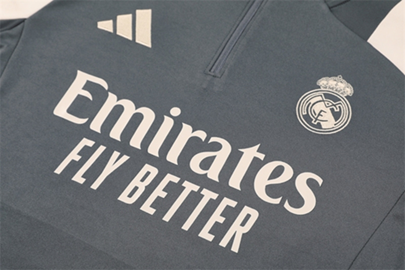 2024-25 Real Madrid Dark Grey Long Sleeve Training Suit