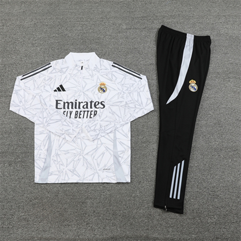 2024-25 Real Madrid White Grey Long Sleeve Training Suit