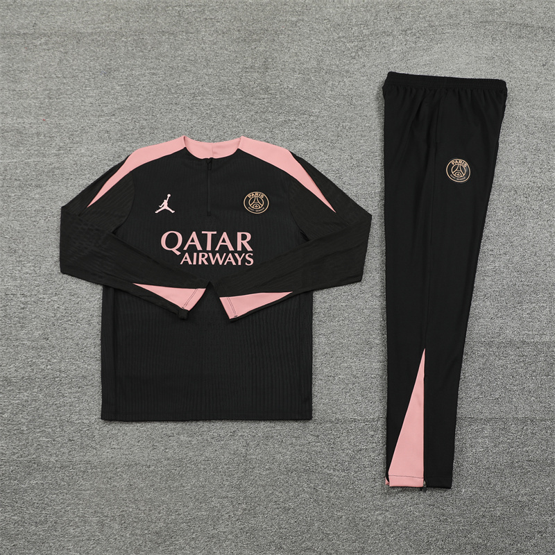 2024-25 PSG Jordan Paris Black with Pink 【Player】 Long Sleeve Training Suit