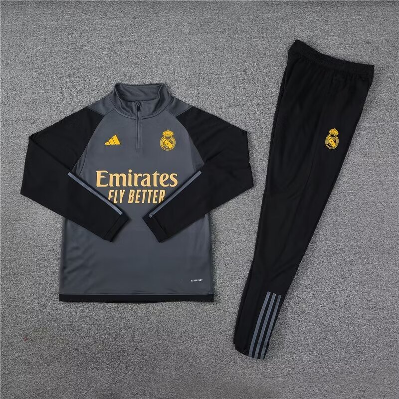 2023/2024 Real Madrid half-pull training suit dark gray suit 1:1 Thai quality