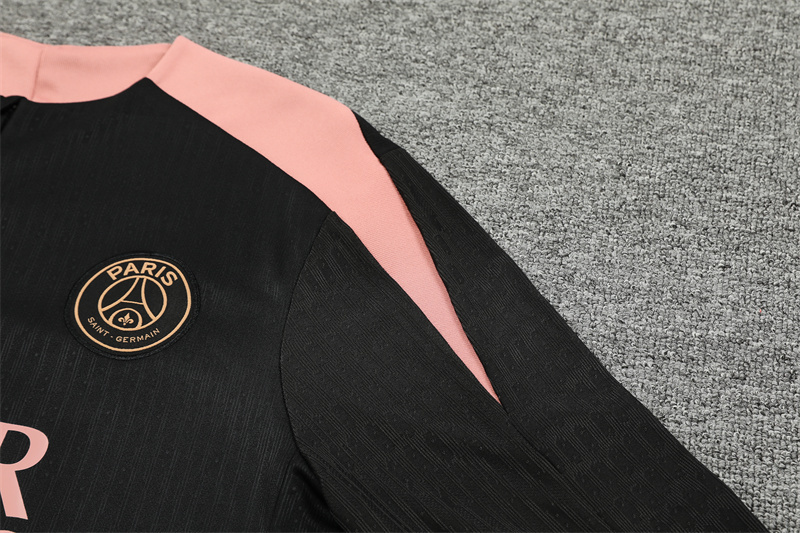 2024-25 PSG Jordan Paris Black with Pink 【Player】 Long Sleeve Training Suit