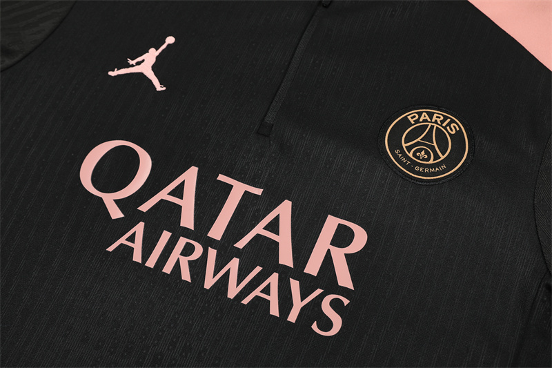 2024-25 PSG Jordan Paris Black with Pink 【Player】 Long Sleeve Training Suit