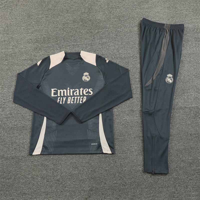 2024-25 Real Madrid Dark Grey Player Long Sleeve Training Suit
