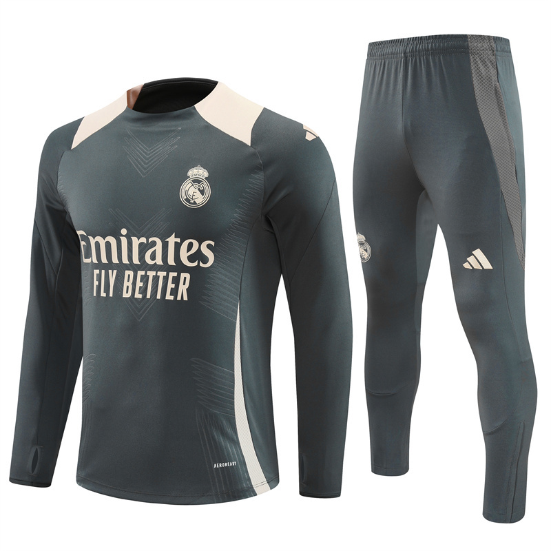 2024-25 Real Madrid Dark Grey Player Long Sleeve Training Suit