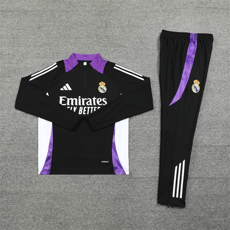 2024-25 Real Madrid Black/Purple Long Sleeve Training Suit