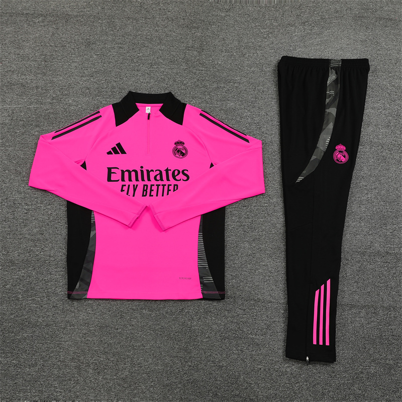 2024-25 Real Madrid Rose Red Long Sleeve Training Suit