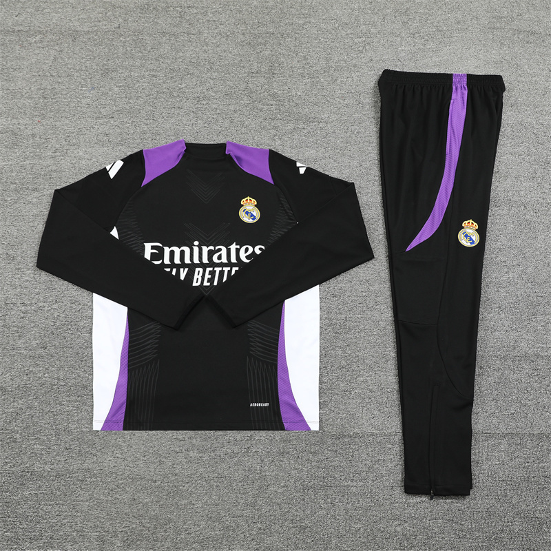 2024-25 Real Madrid Black and Purple [Player] Long Sleeve Training Suit