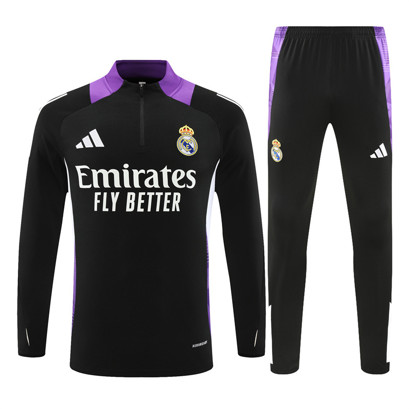 2024-25 Real Madrid Black/Purple Long Sleeve Training Suit