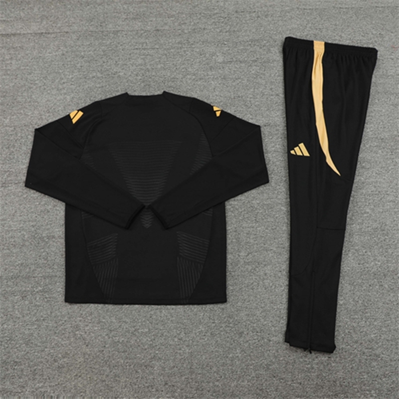 2024-25 Real Madrid Black and Gold Long Sleeve Training Suit