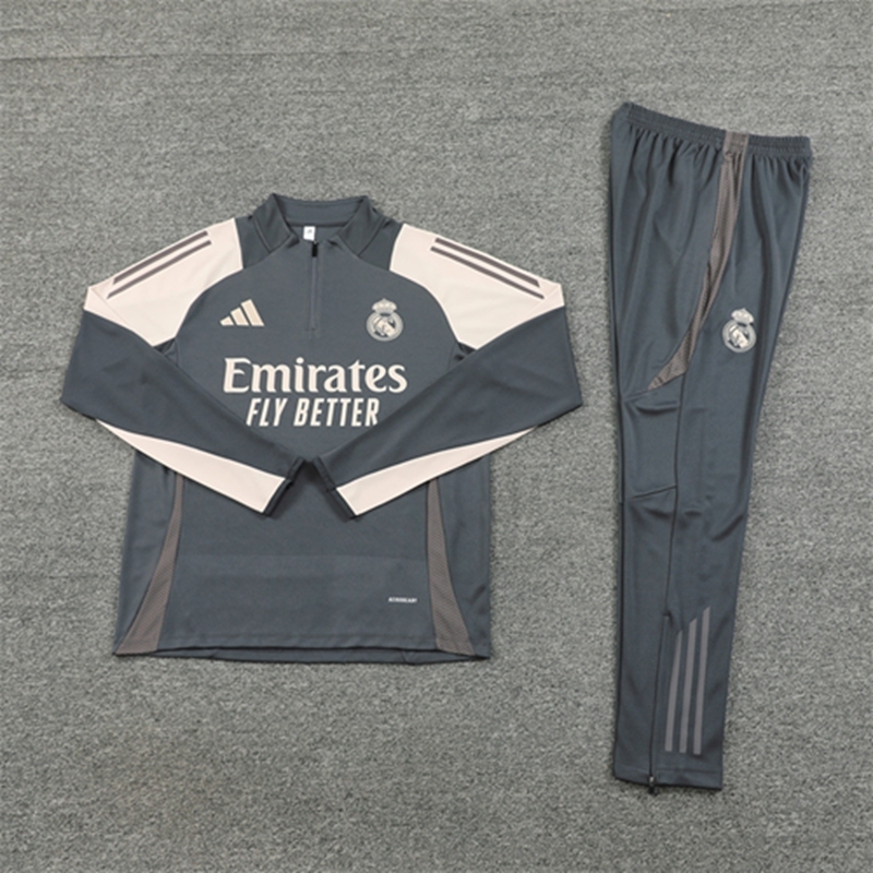 2024-25 Real Madrid Dark Grey Long Sleeve Training Suit