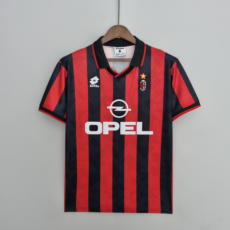 Retro 1995-96 AC Milan home  BAGGIO BARESI VIEIRA  ALBERTINI Football jersey