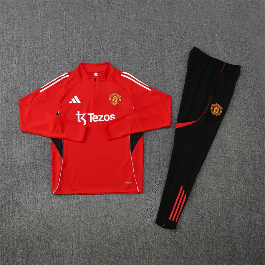 2025-26 Manchester United Red Long Sleeve Training Suit