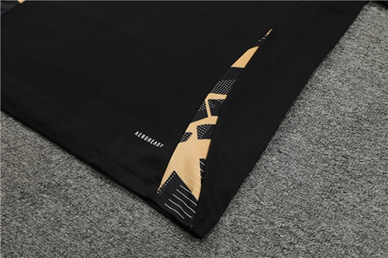 2024-25 Real Madrid Black and Gold Long Sleeve Training Suit