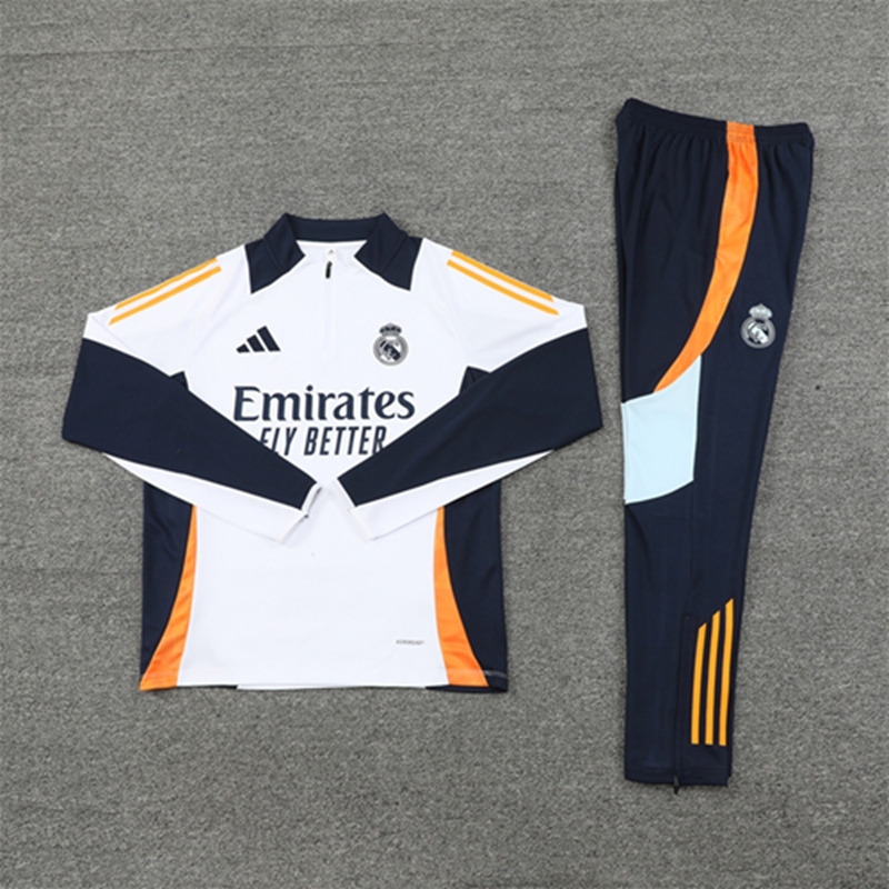 2024-25 Real Madrid White Long Sleeve Training Suit