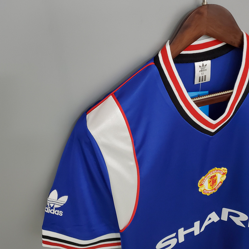 Retro Manchester United 1985-86 away blue  Football jersey retro