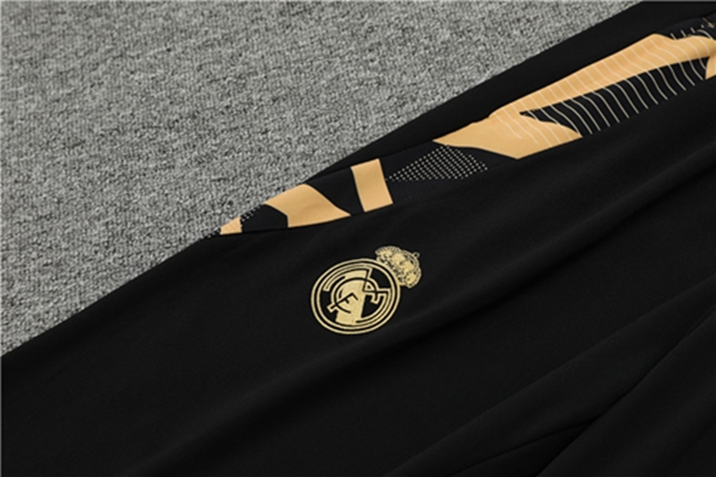 2024-25 Real Madrid Black and Gold Long Sleeve Training Suit