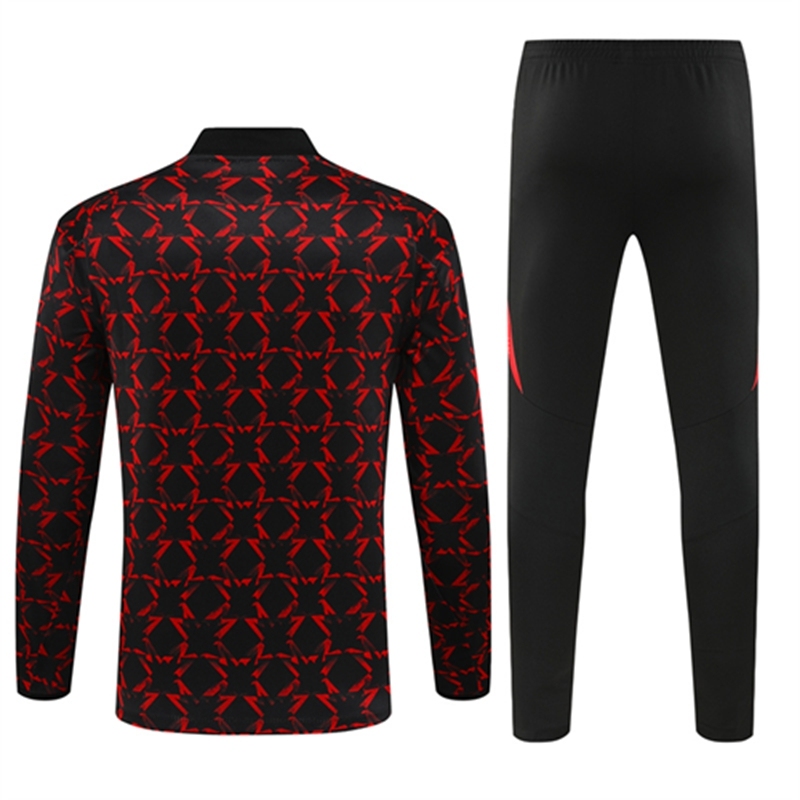 2024-25 Manchester United Red and Black Long Sleeve Training Suit