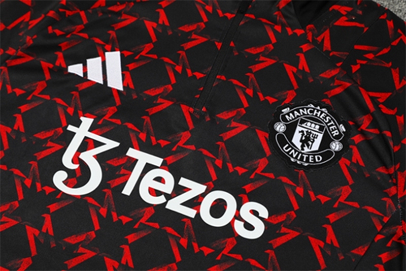 2024-25 Manchester United Red and Black Long Sleeve Training Suit
