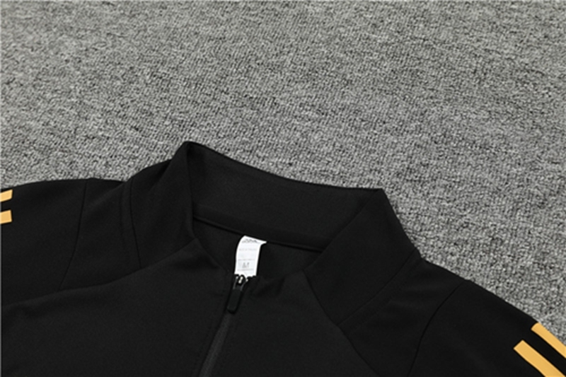 2024-25 Real Madrid Black and Gold Long Sleeve Training Suit