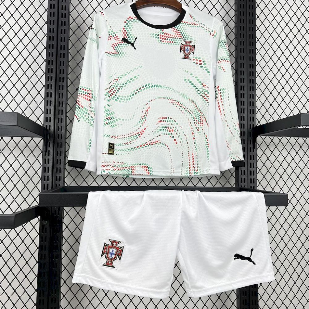 2025-26 Portugal Away Long sleeve Kids Football jersey