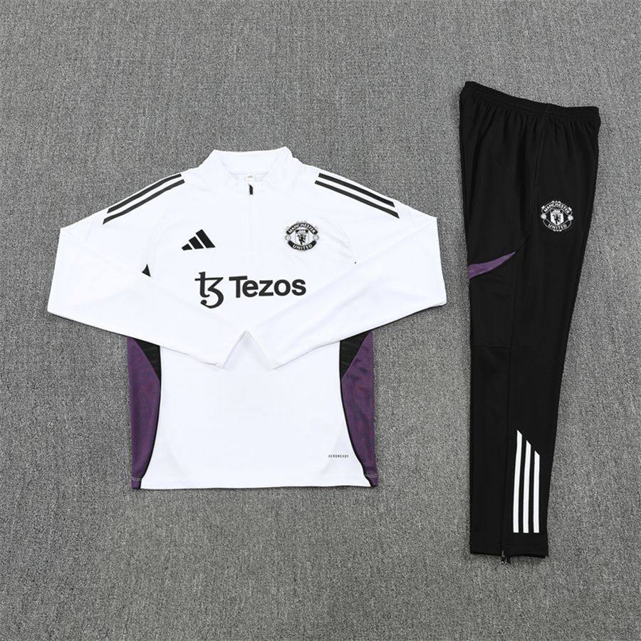 2025-26 Manchester United white and purple Long Sleeve Training Suit