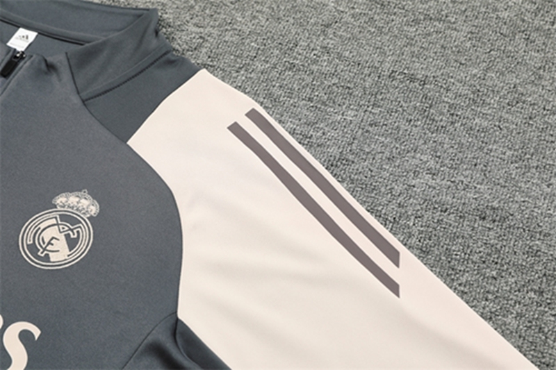 2024-25 Real Madrid Dark Grey Long Sleeve Training Suit