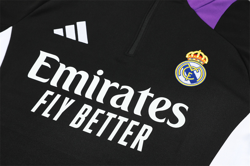 2024-25 Real Madrid Black/Purple Long Sleeve Training Suit