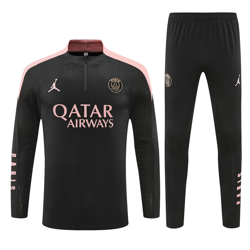 2024-25 PSG Jordan Paris Black with Pink 【Player】 Long Sleeve Training Suit
