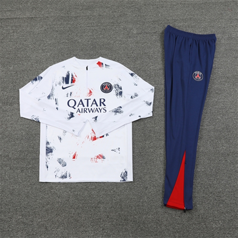 2024-25 PSG Paris White Long Sleeve Training Suit