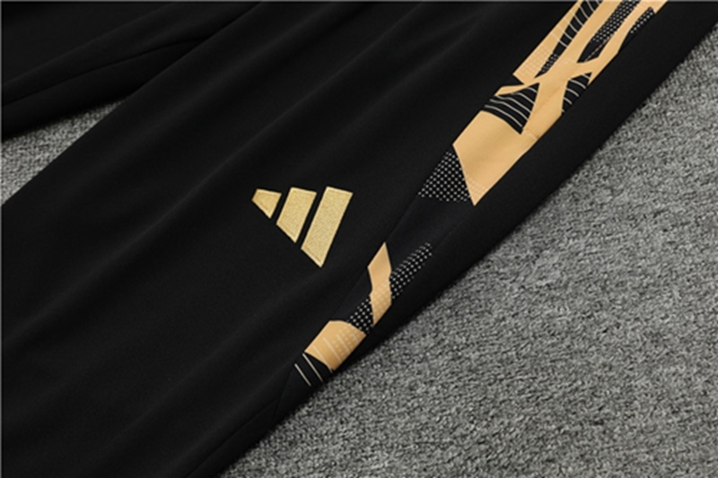2024-25 Real Madrid Black and Gold Long Sleeve Training Suit