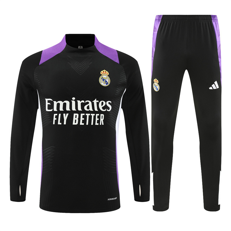 2024-25 Real Madrid Black and Purple [Player] Long Sleeve Training Suit