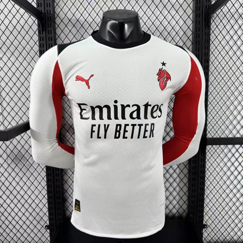 Player 2025-26 Ac Milan Away White Long Sleev Football jersey