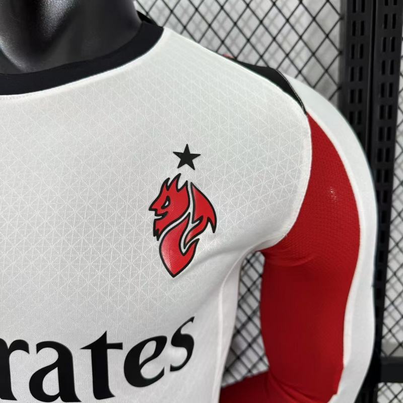 Player 2025-26 Ac Milan Away White Long Sleev Football jersey