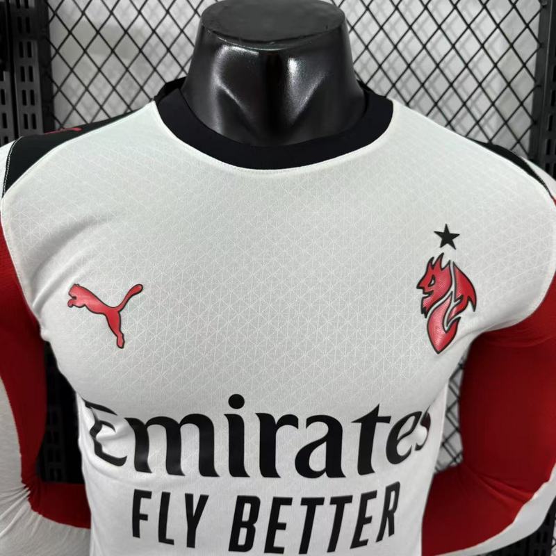 Player 2025-26 Ac Milan Away White Long Sleev Football jersey