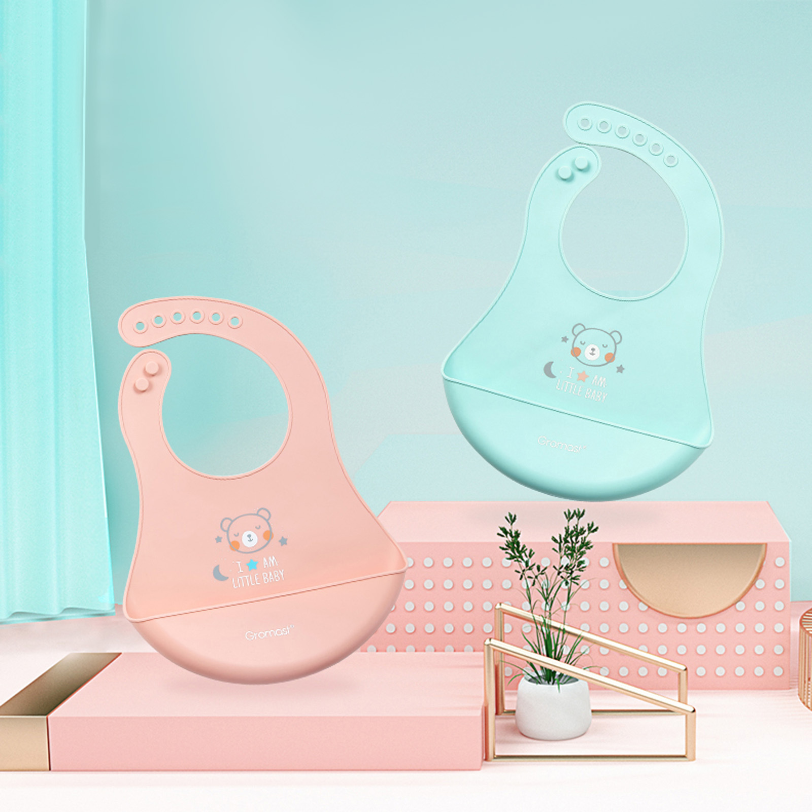 Gromast Waterproof Silicone Bib GT032 Wholesale Supplier | Bulk Infant Feeding Accessory Stock