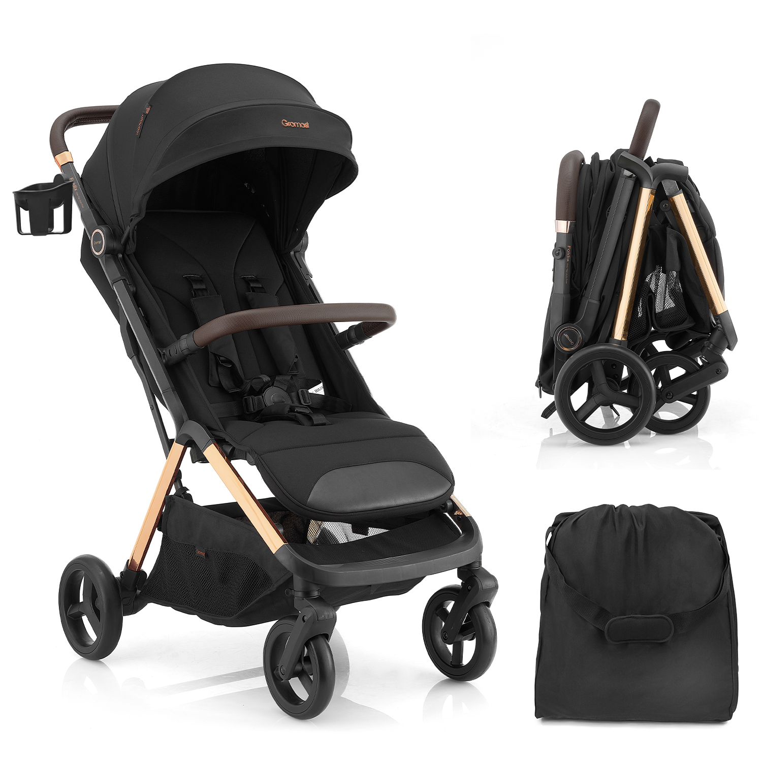 Gromast 2-in-1 Baby Stroller with One-Hand Auto Fold