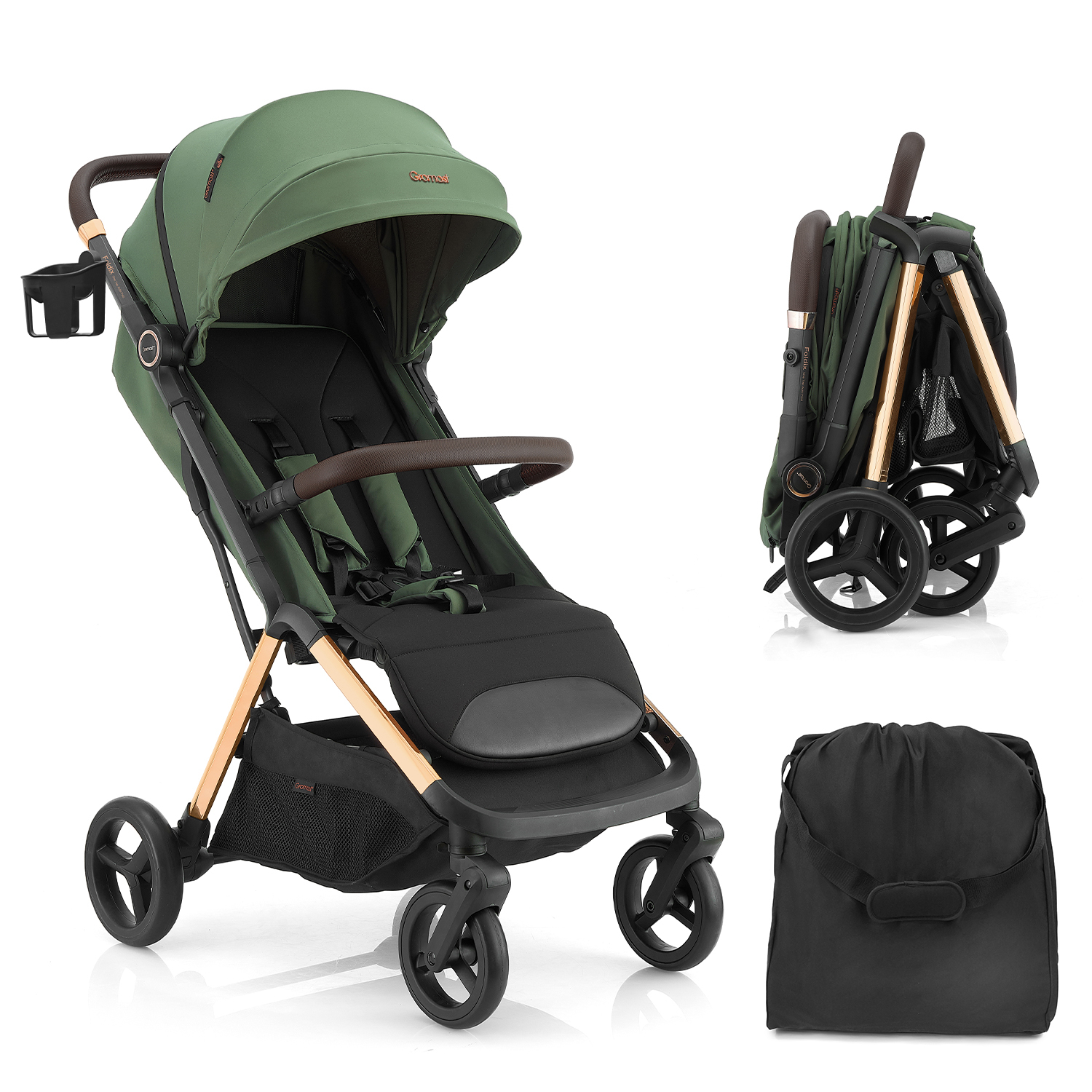 Gromast 2-in-1 Baby Stroller with One-Hand Auto Fold