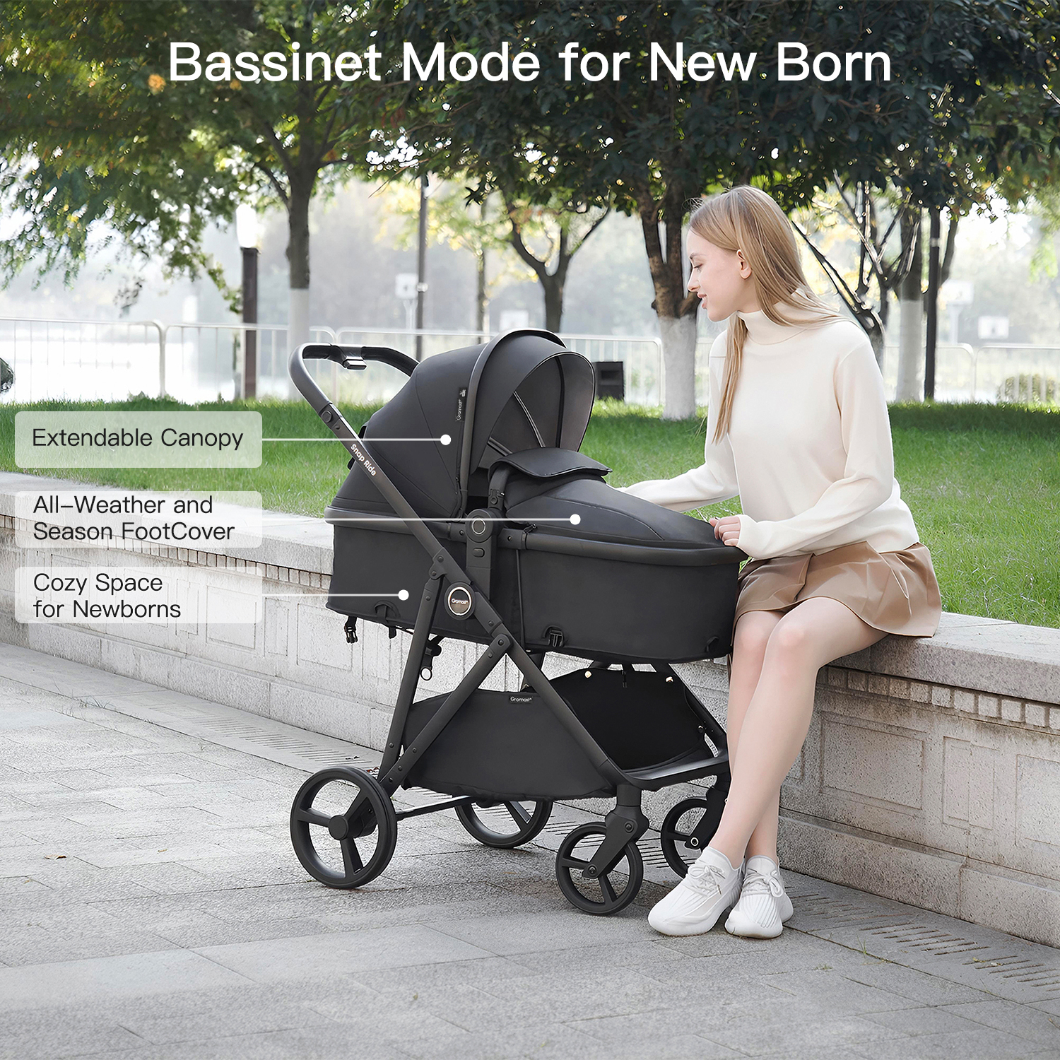 Gromast 3-in-1 Convertible Stroller with Reversible Seat