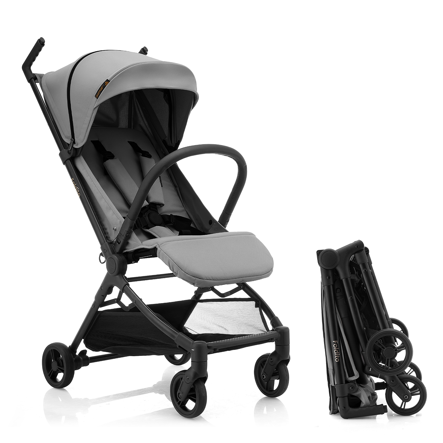 Gromast F2-Foldito Lightweight Stroller with Cabin-Size UPF 50+ Canopy