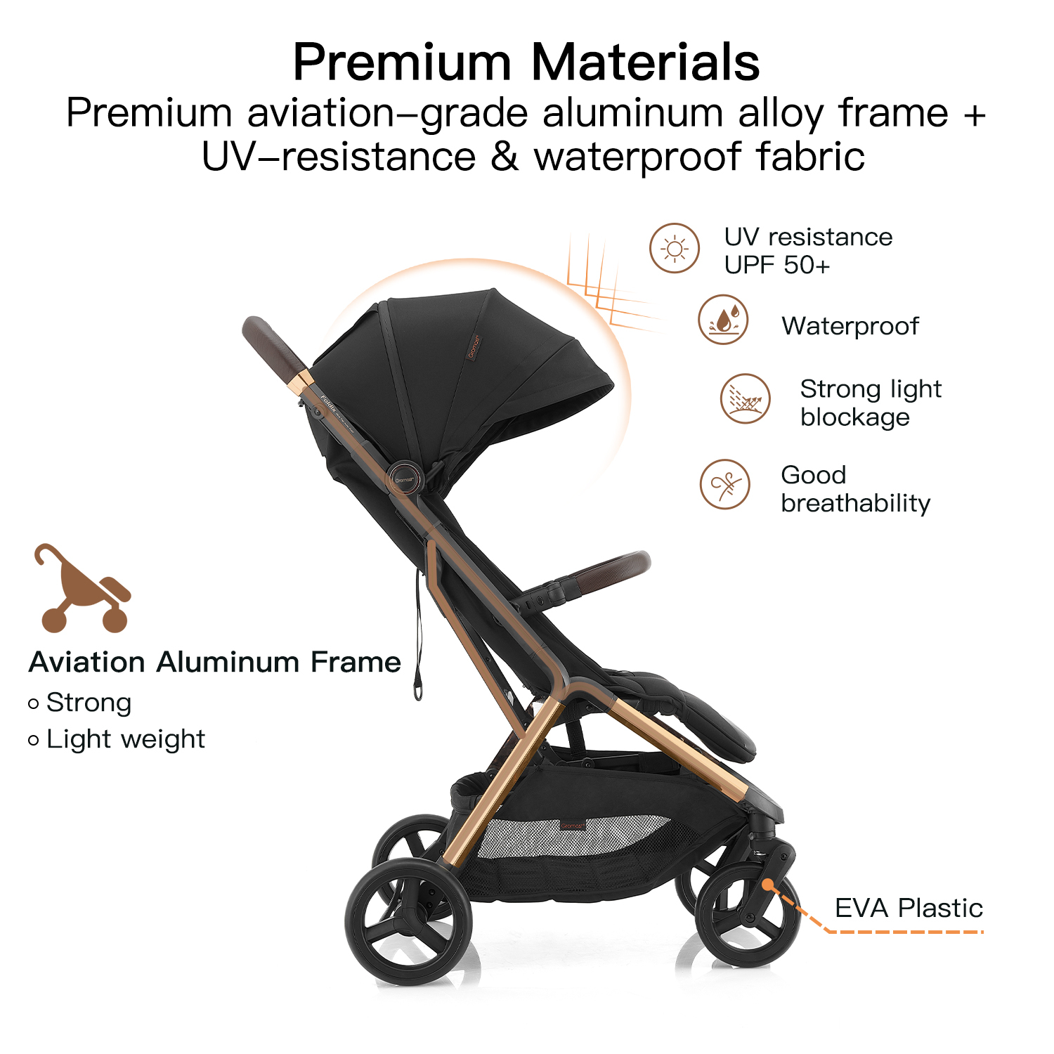Gromast 2-in-1 Baby Stroller with One-Hand Auto Fold