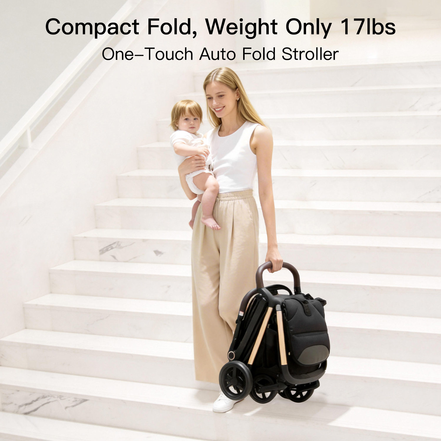 Gromast 2-in-1 Baby Stroller with One-Hand Auto Fold