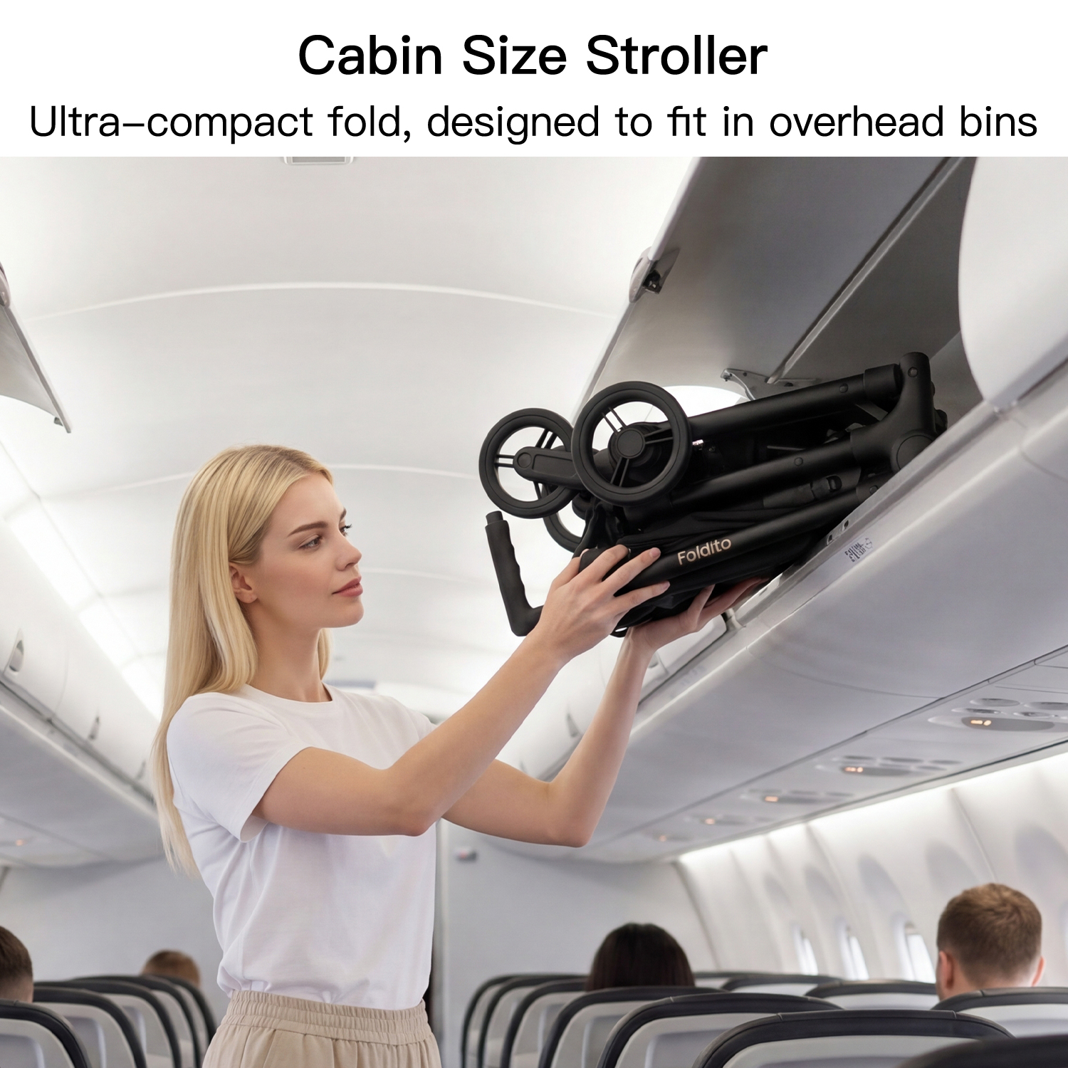 Gromast F2-Foldito Lightweight Stroller with Cabin-Size UPF 50+ Canopy