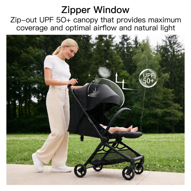 Gromast F2-Foldito Lightweight Stroller with Cabin-Size UPF 50+ Canopy