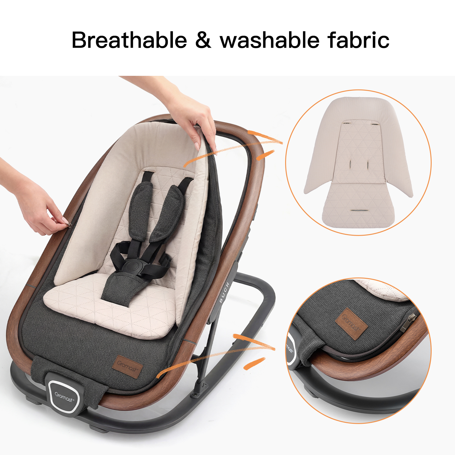 Gromast 2-in-1 Baby Bouncer and Rocker with Travel Bag