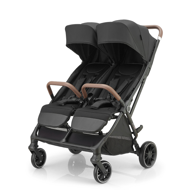 Auto-Fold ODM Twin Baby Stroller with Linked Brake and EVA Wheels