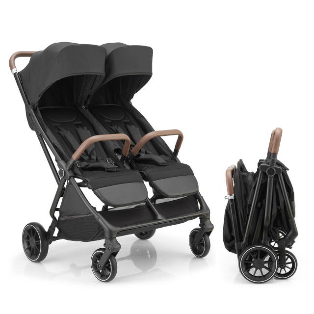 Auto-Fold ODM Twin Baby Stroller with Linked Brake and EVA Wheels