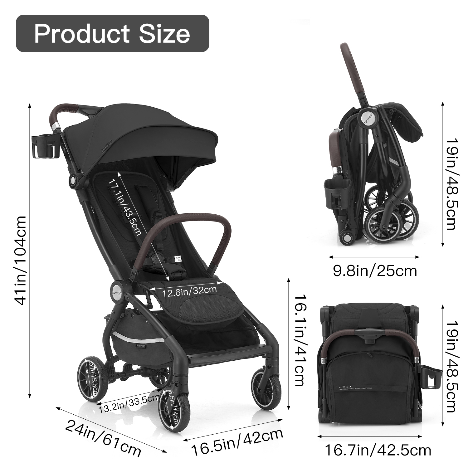 Gromast Cabin Size Travel Stroller with Auto-Fold and UPF 50+