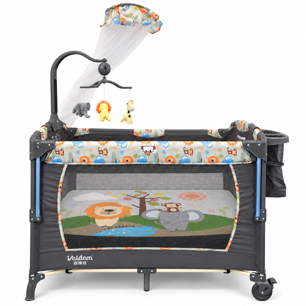 ODV9272 Steel Frame Baby Crib with Lowering Side Rail