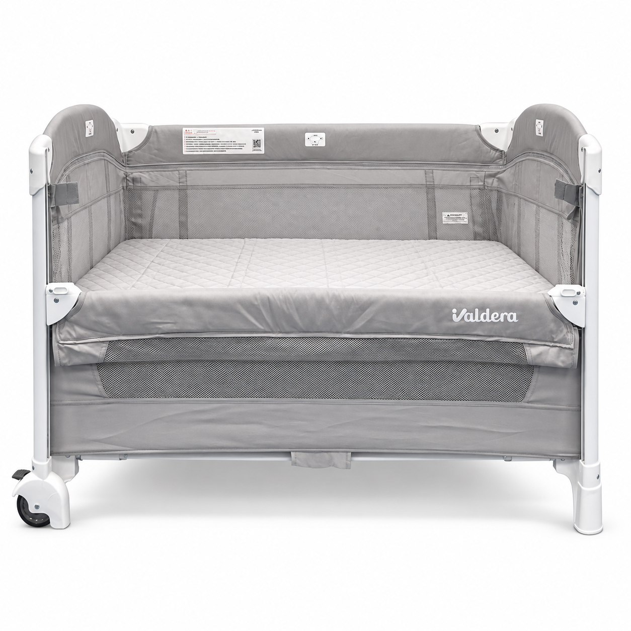 ODV9030 Aluminum Baby Crib with Lowering Side Rail – Light Grey & White